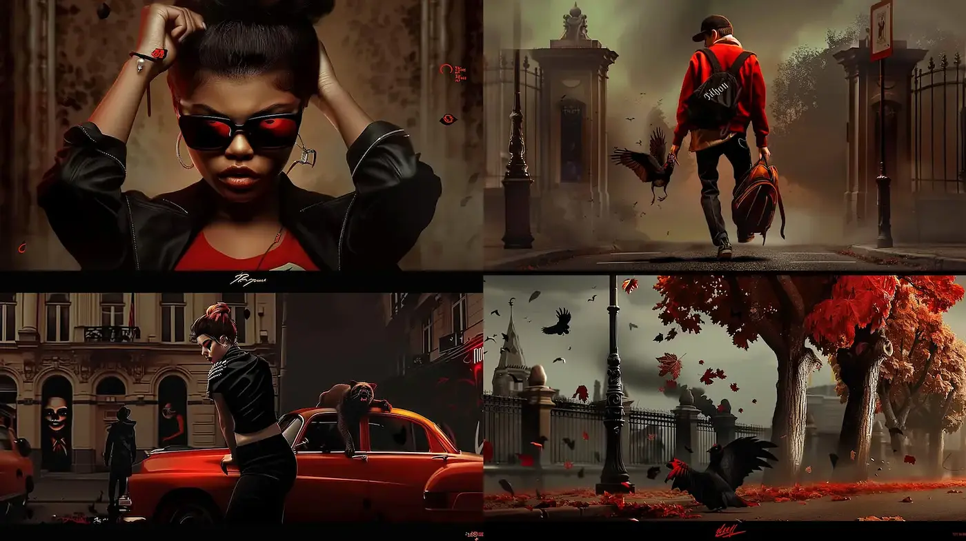 Dramatic Urban Aesthetic with Bold Characterization - Midjourney sref style