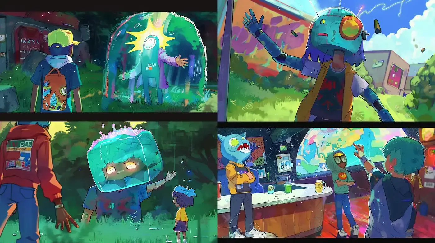 Futuristic Whimsy in a Vividly Painterly Landscape - Midjourney sref style