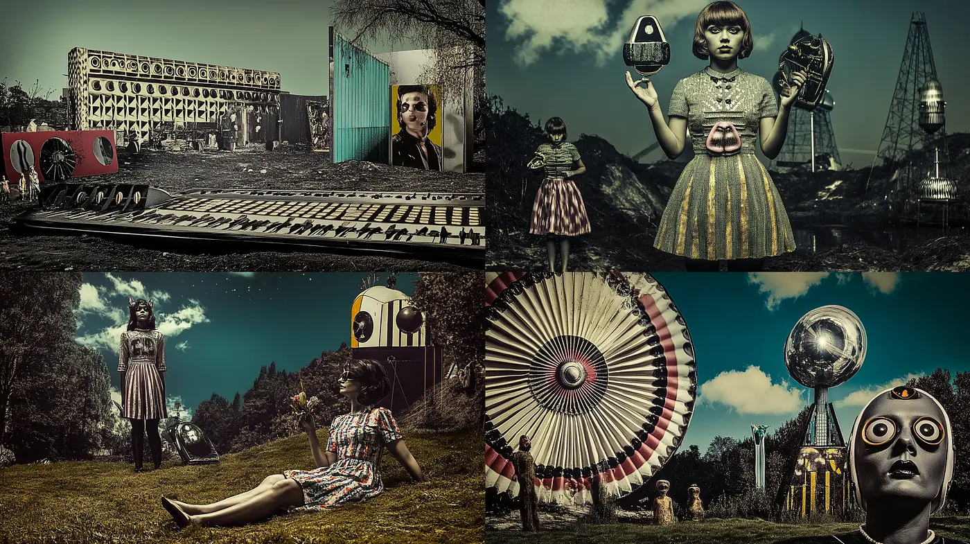Surreal Retrofuturism: A Vintage Sci-Fi Dreamscape - Midjourney sref style