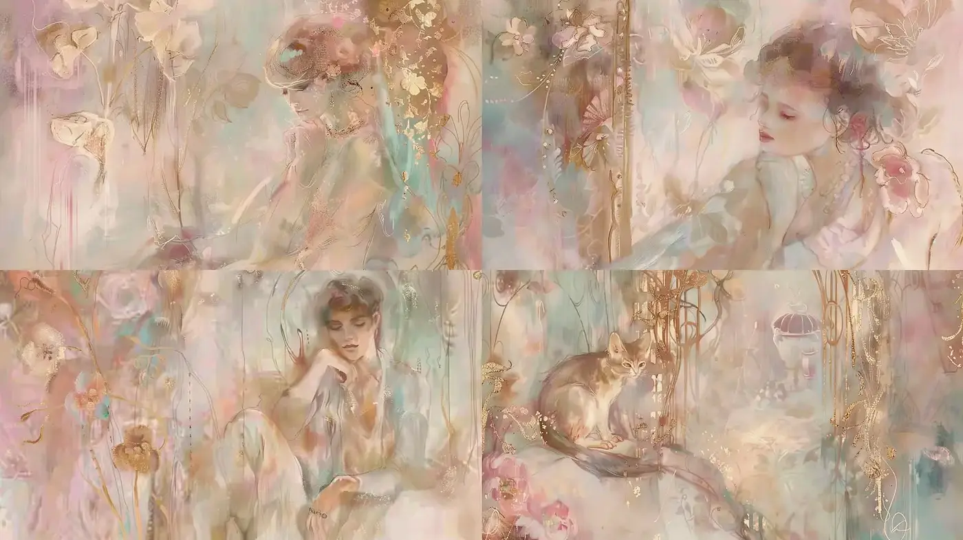 Ethereal and Dreamlike Aesthetic with Floral Elements - Midjourney sref style
