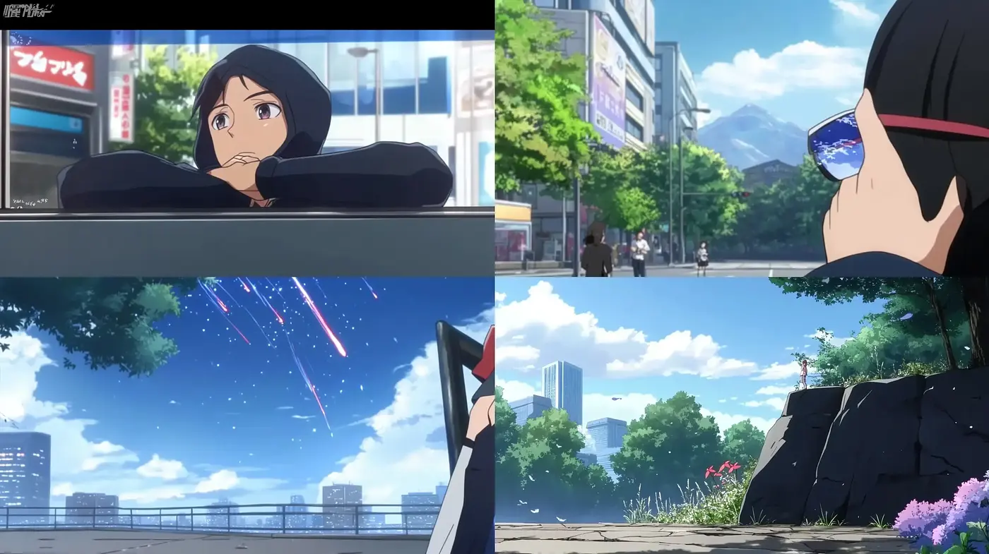 Consistent Anime Aesthetic with Vibrant Urban Backdrops - Midjourney sref style