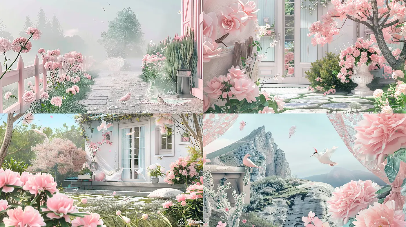 Ethereal Pastel Dreamscape: A Consistent Journey Through Serenity and Delicacy - Midjourney sref style