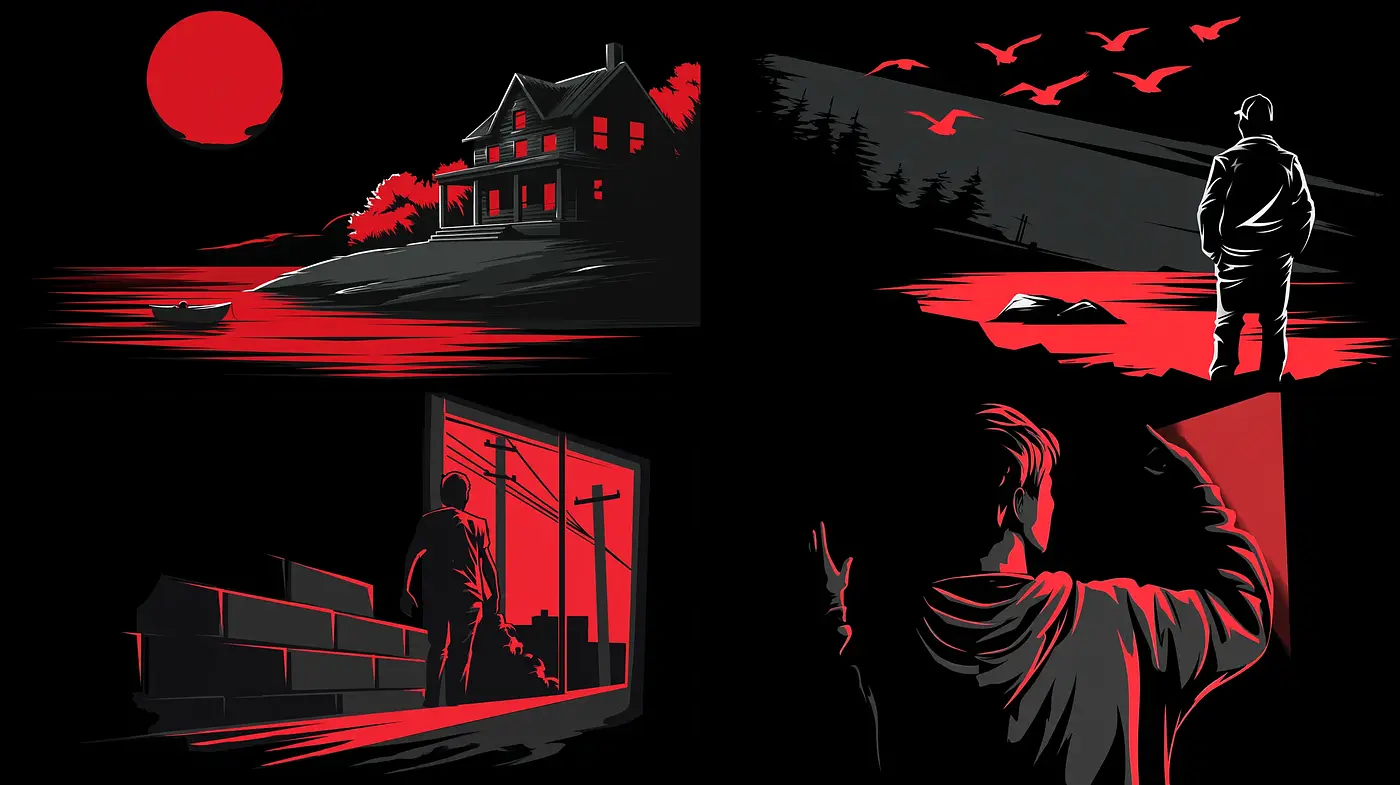 Moody and Dramatic Illustrations with a Minimalist Approach - Midjourney sref style