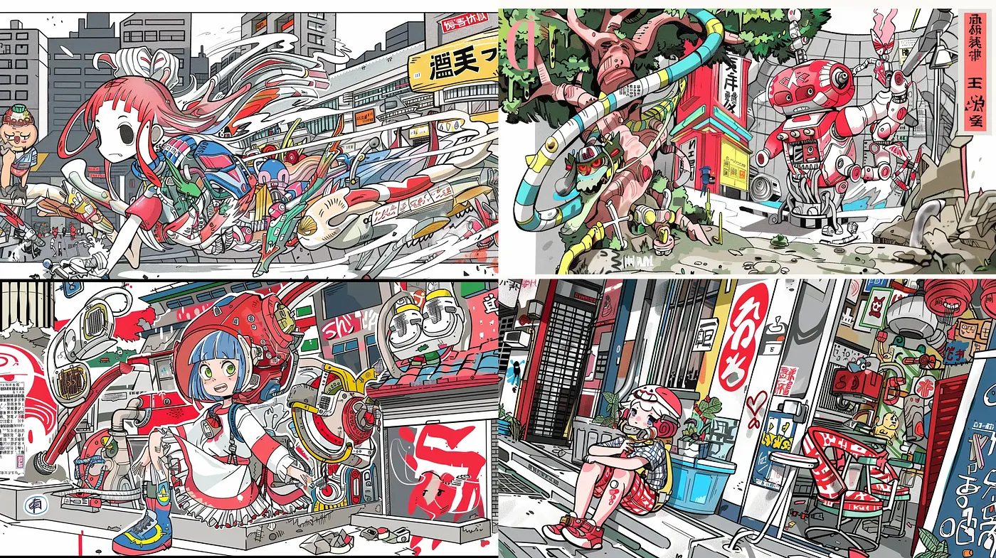 Futuristic Urban Chaos with Manga Influence - Midjourney sref style