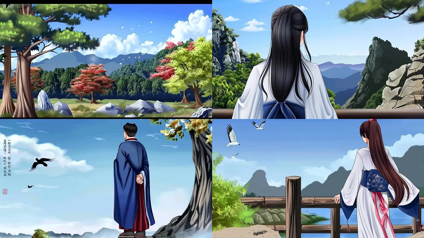 Serene Elegance in Anime-Inspired Natural Vistas - Midjourney sref style