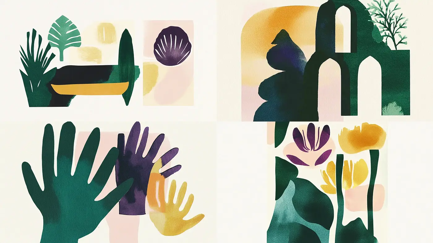 Abstract Botanical Elegance in Pastel Tones - Midjourney sref style
