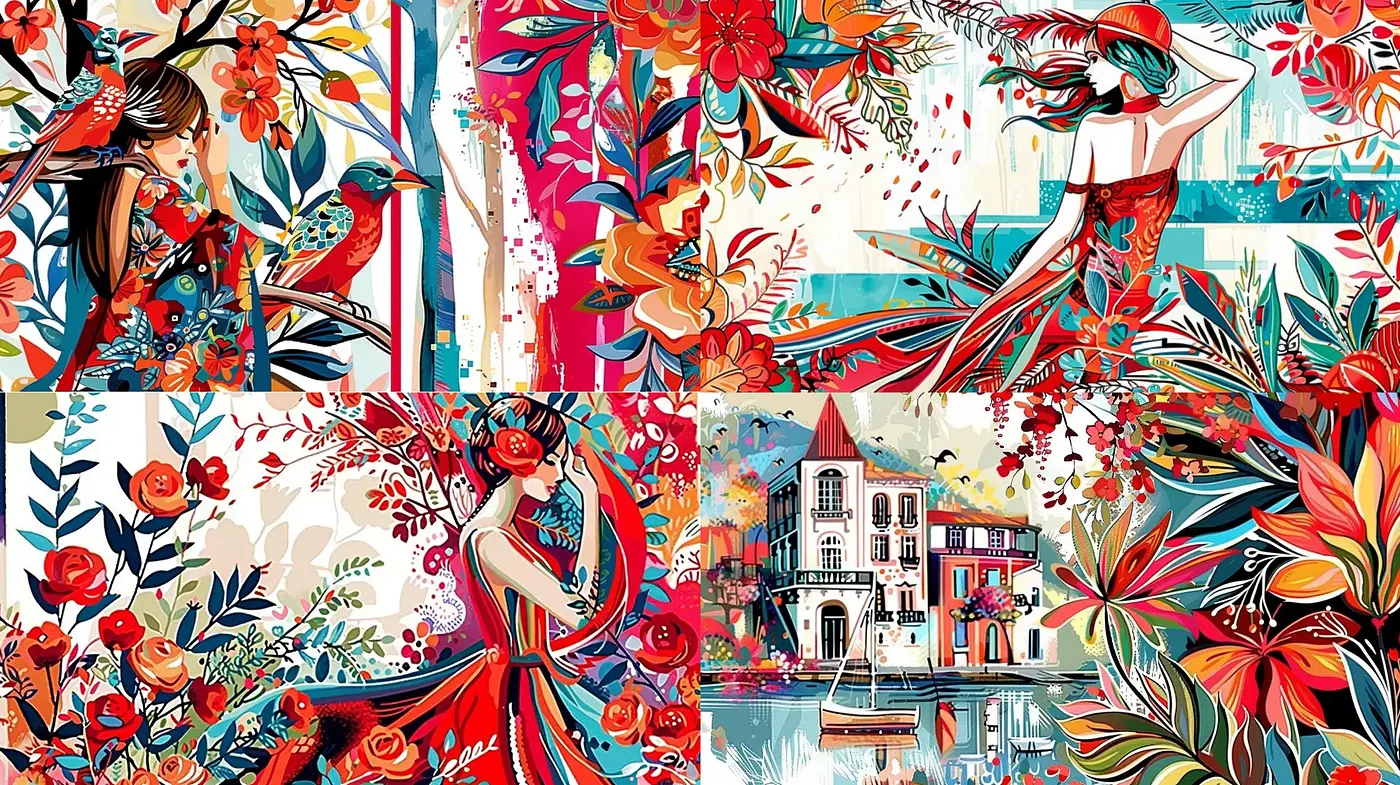 Floral Extravaganza in Vivid Dreamscape - Midjourney sref style