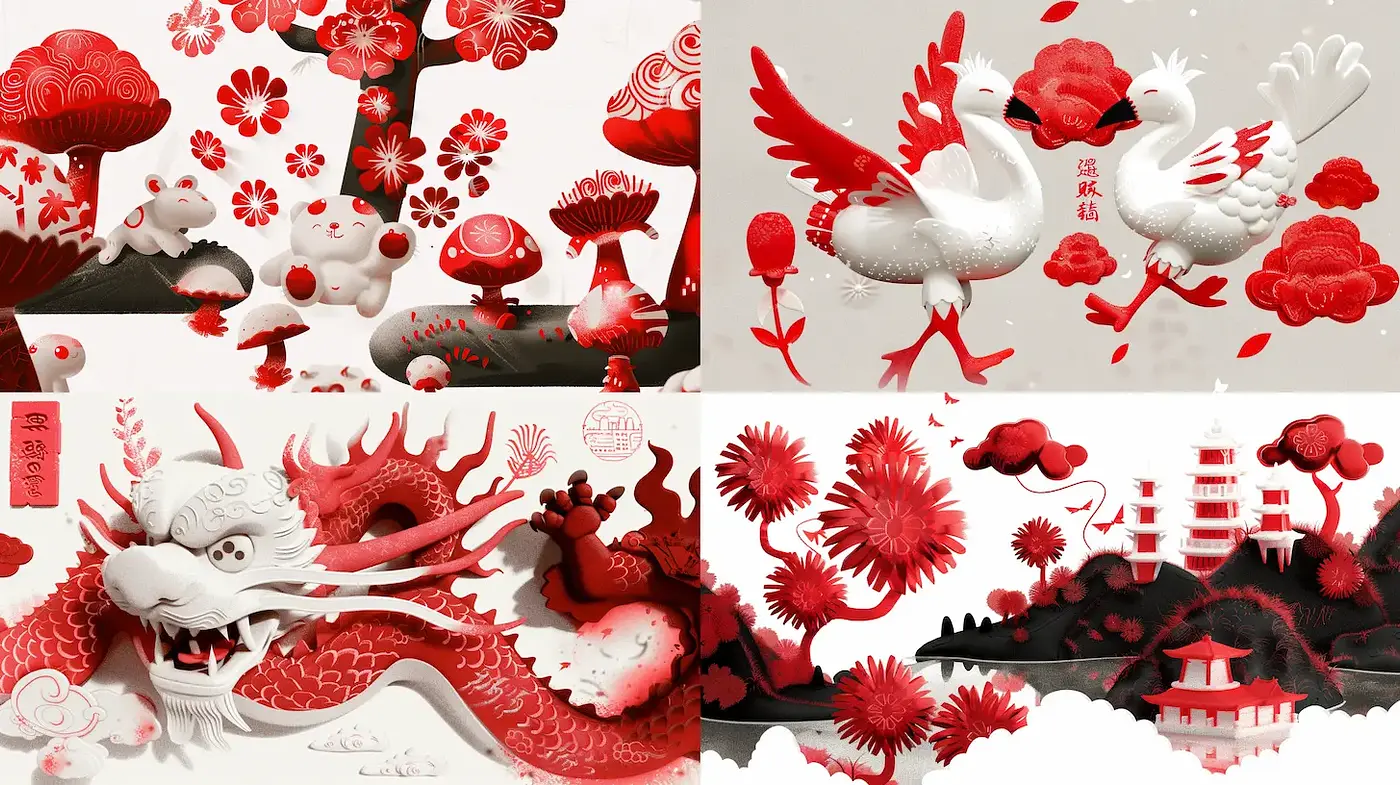 Vibrant and Playful Asian-inspired Illustrations - Midjourney sref style