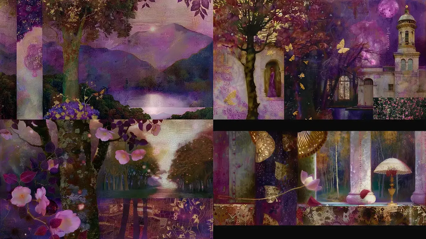Ethereal and Mystical Landscapes with Harmonious Elements - Midjourney sref style