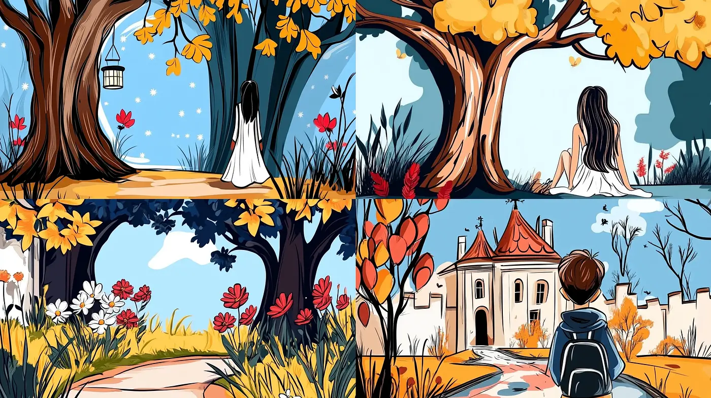 Serene Storybook Countryside: A Vivid Comic-Inspired Illustrative Journey - Midjourney sref style