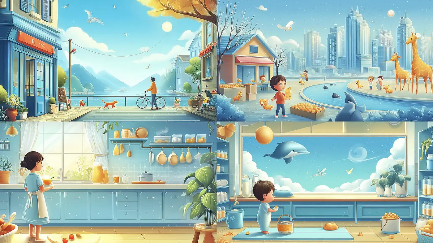 Charming Whimsical Illustrations with a Soft Palette - Midjourney sref style