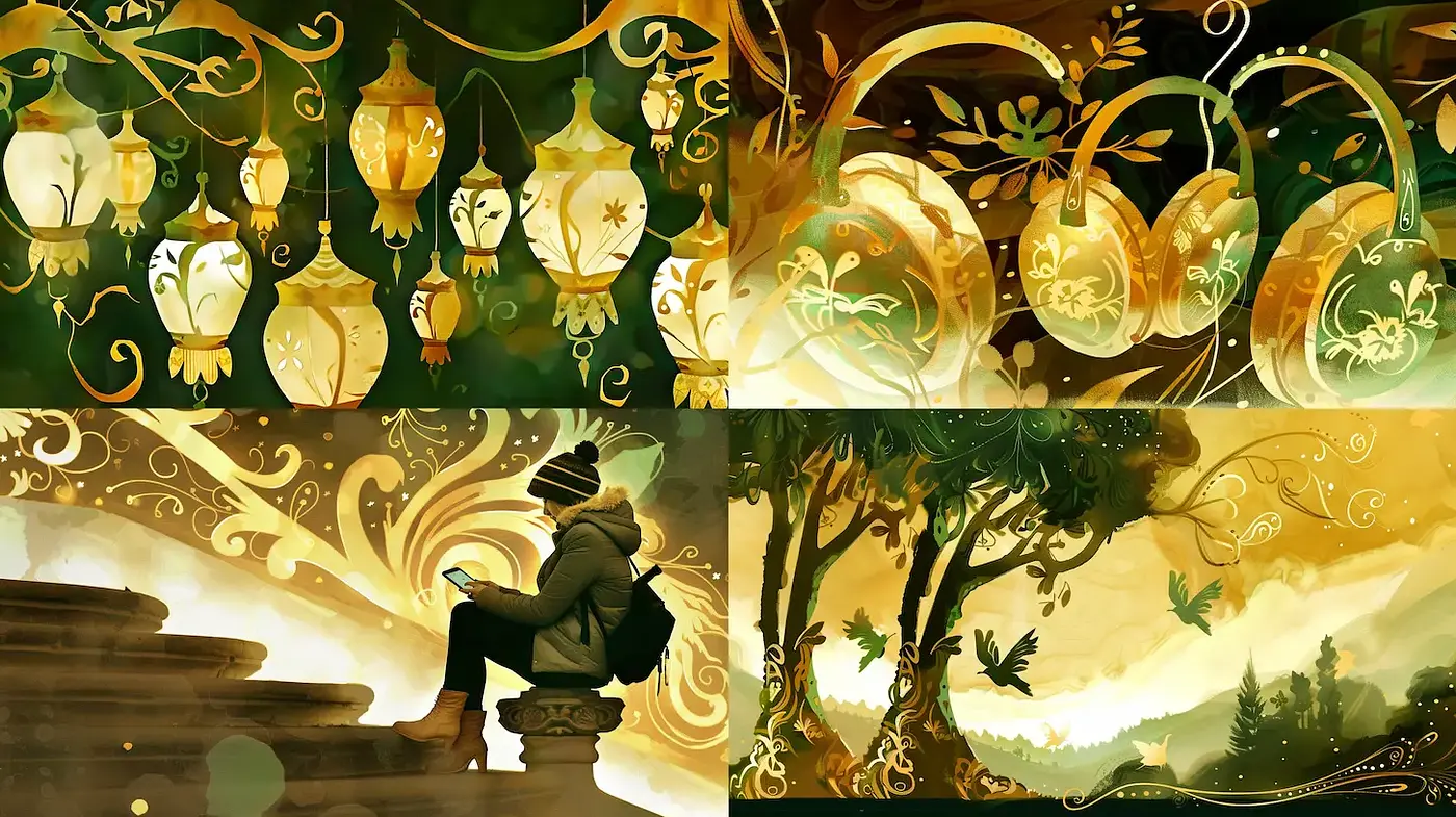 Whimsical and Lush Illustrative Style with Earthy Elegance - Midjourney sref style
