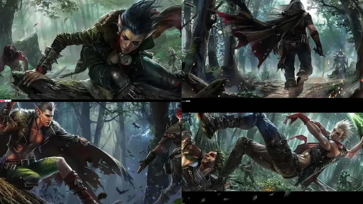 Dynamic fantasy scene with a touch of realism - Midjourney sref style