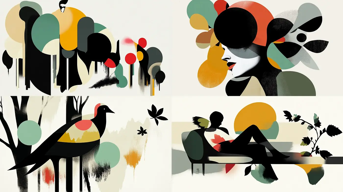 Modern Abstract Nature Fusion with a Nostalgic Color Palette - Midjourney sref style