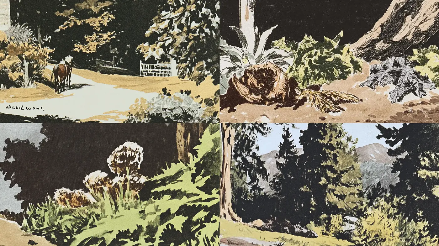 Rustic Enchantment: A Fusion of Nature and Vintage Illustration Techniques - Midjourney sref style