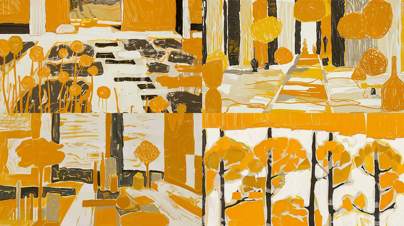 Vibrant Autumnal Hues Embracing Abstract Expressionism - Midjourney sref style