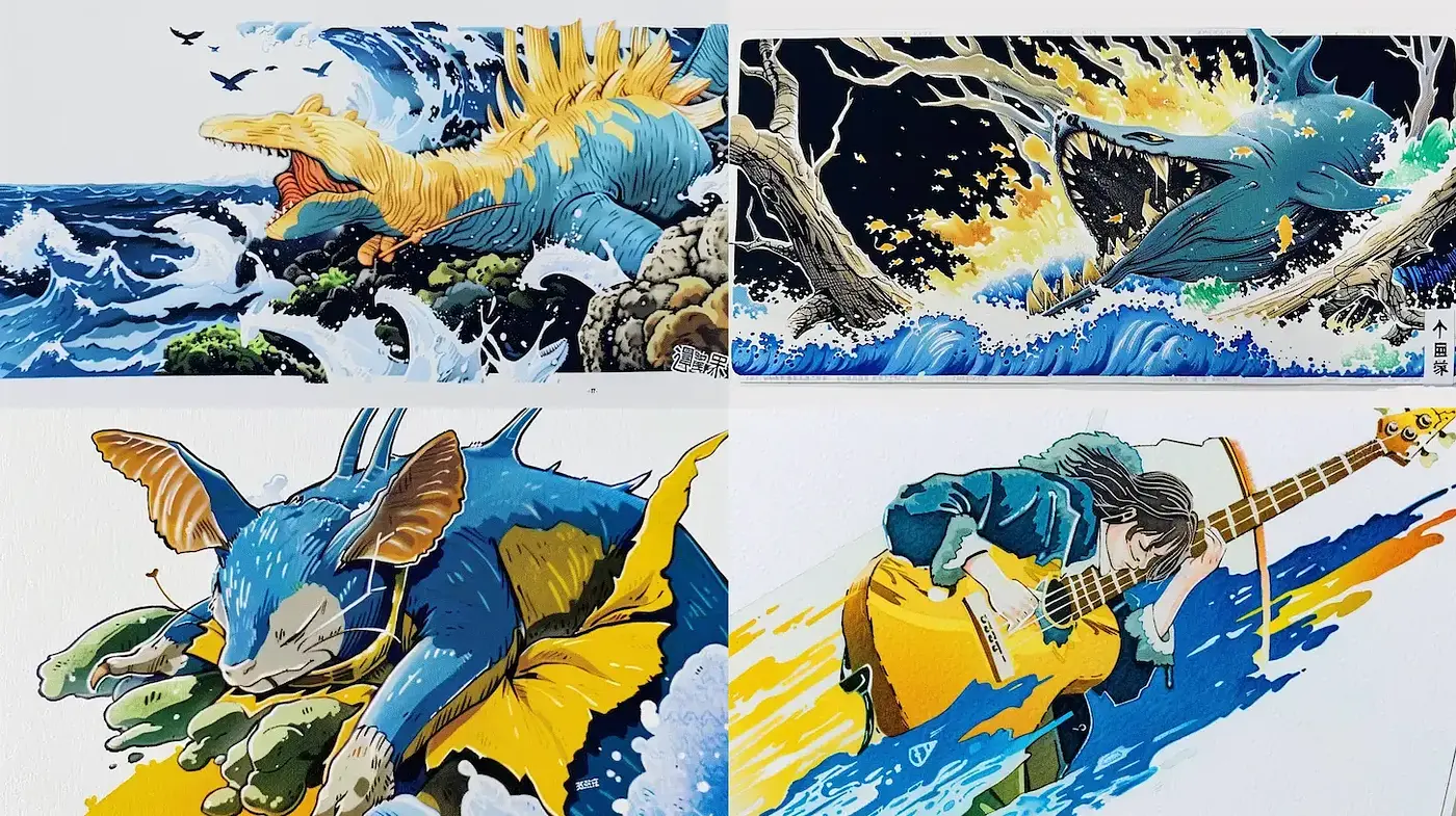 Vibrant and Dynamic Artwork with a Whimsical Flair - Midjourney sref style