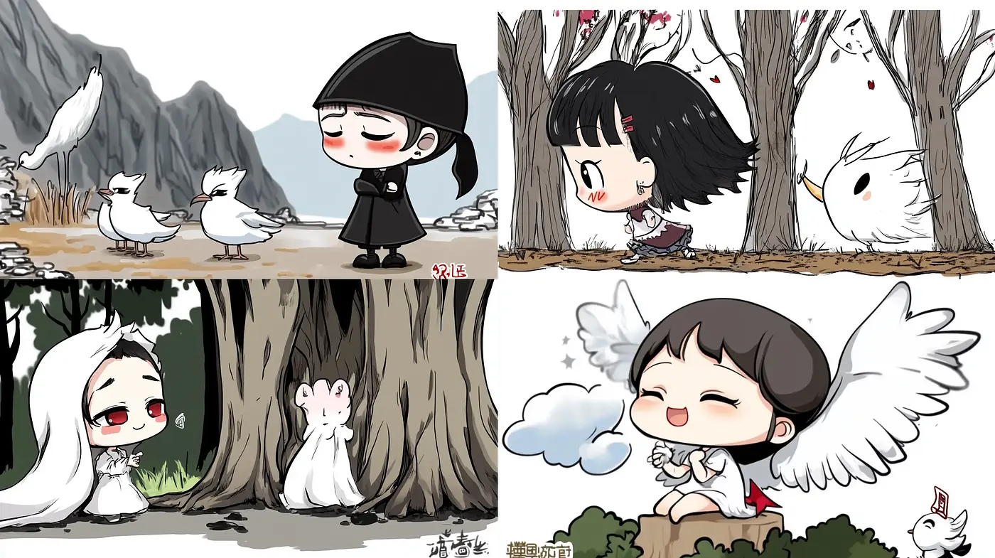 Whimsical Storybook Illustrations with a Contemporary Anime Influence - Midjourney sref style