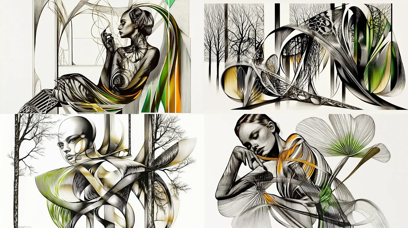 Monochromatic Organic Synthesis with Surrealist Overtones - Midjourney sref style