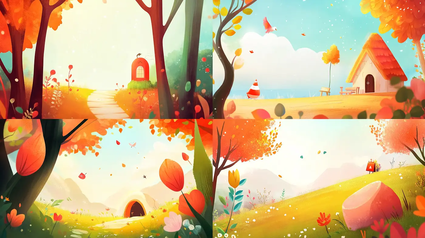 Autumn Serenity: A Whimsical Illustrative Harmony - Midjourney sref style
