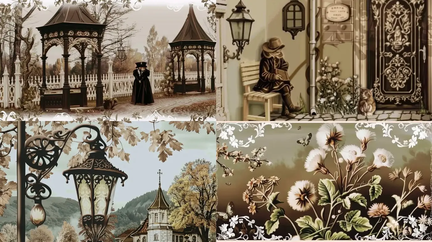 Sepia-Toned Romanticism with a Victorian Flourish - Midjourney sref style