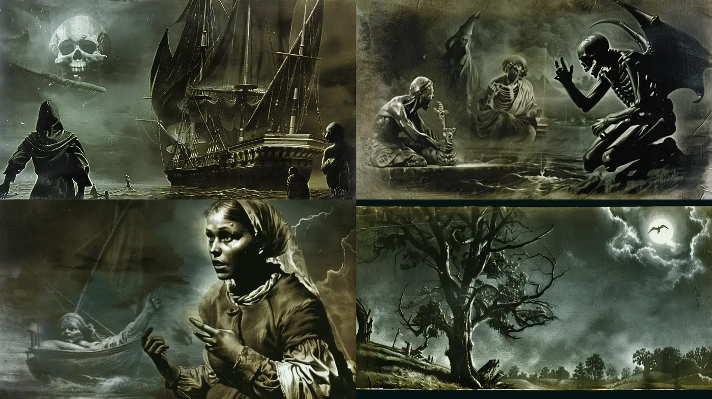 Ethereal Monochromatic Visions of a Gothic Dreamscape - Midjourney sref style