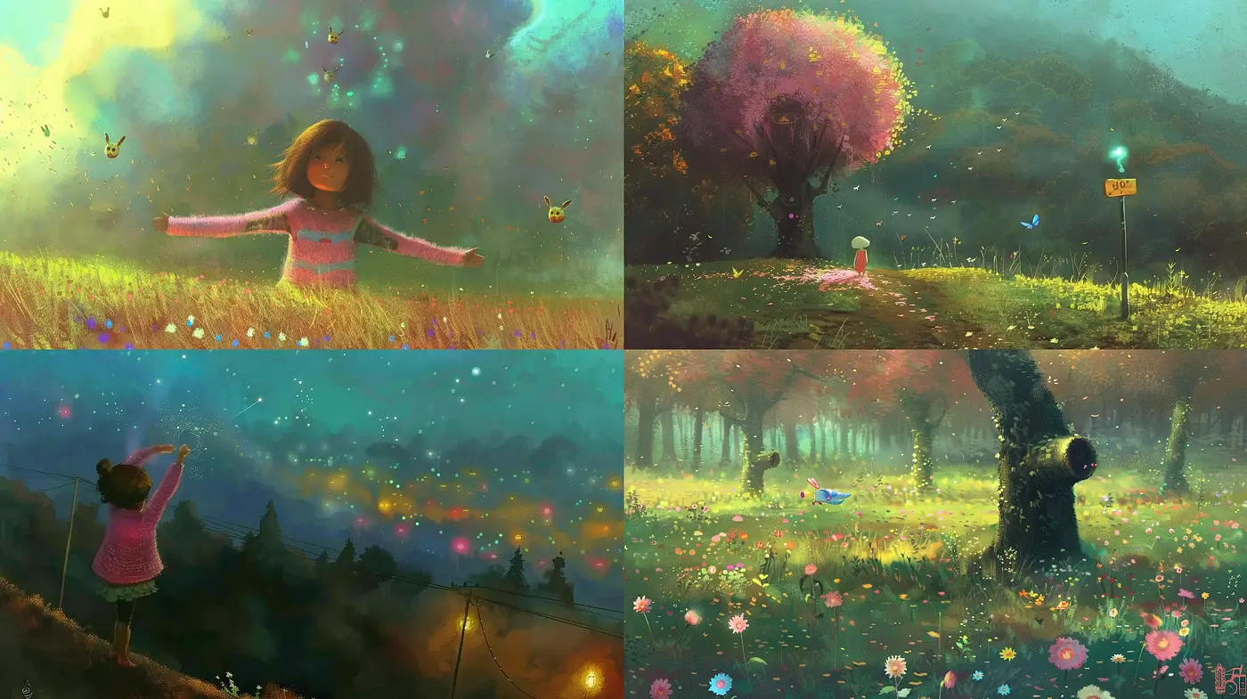 Dreamlike Pastoral Scenes with Luminous Impressionist Undertones - Midjourney sref style