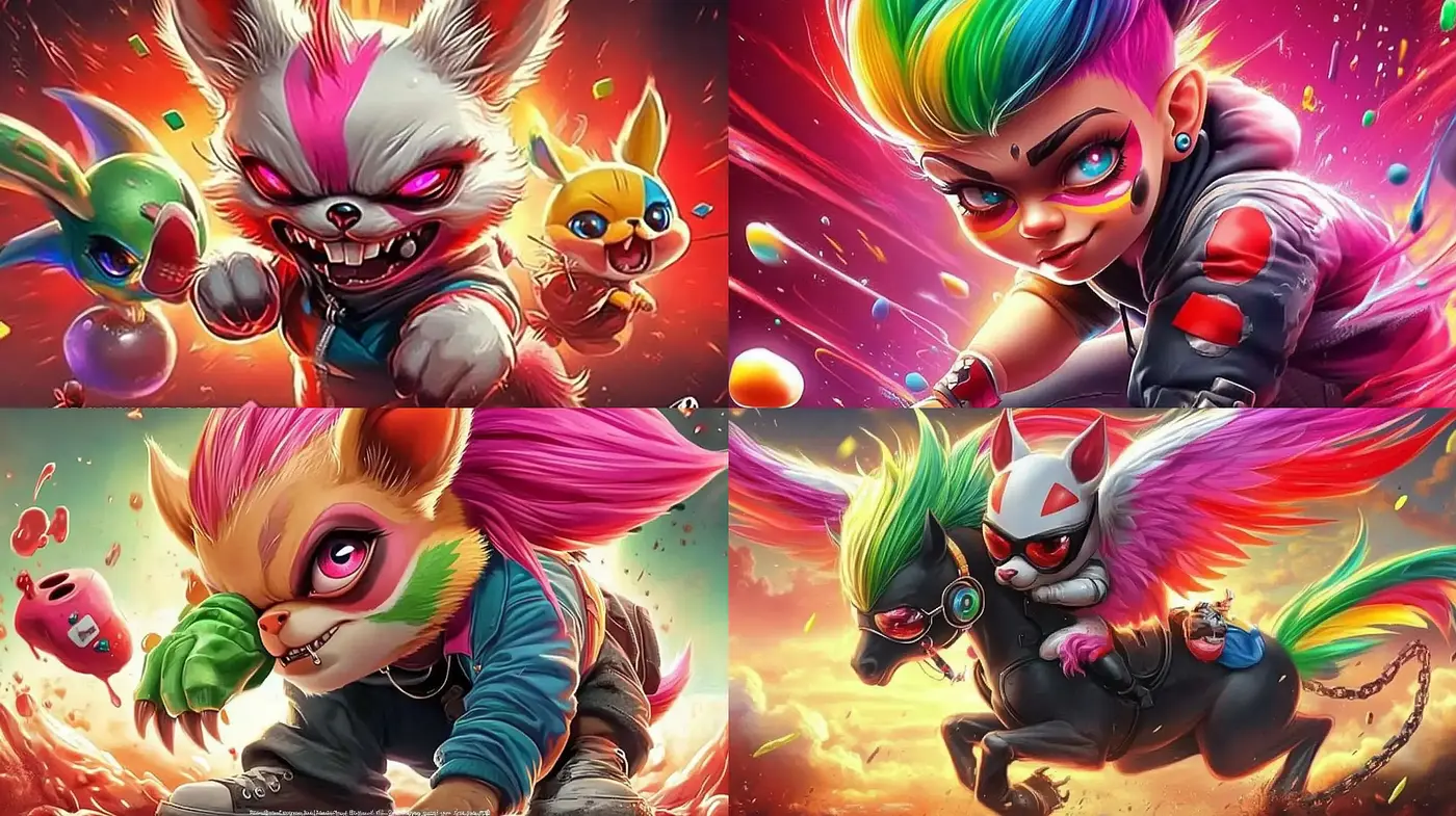 Vibrant Action-Packed Fantasy Illustration Style - Midjourney sref style