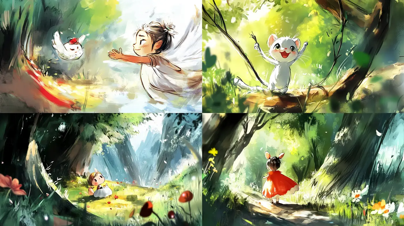 Enchanted Forest Whimsy: A Vivid Watercolor Narrative - Midjourney sref style