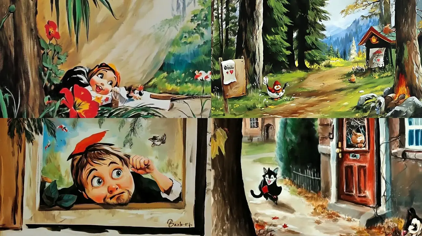 Enchanting Forest Whimsy: A Fusion of Idyllic Nature and Playful Characters - Midjourney sref style