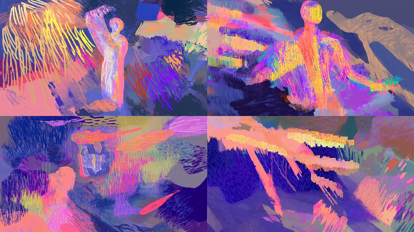 Abstract Synesthesia: A Fusion of Brush Strokes and Neon Hues - Midjourney sref style