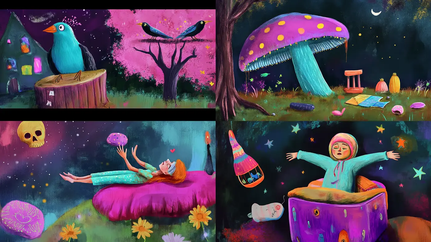 Enchanting Whimsy in Twilight Hues: A Mystical Journey - Midjourney sref style