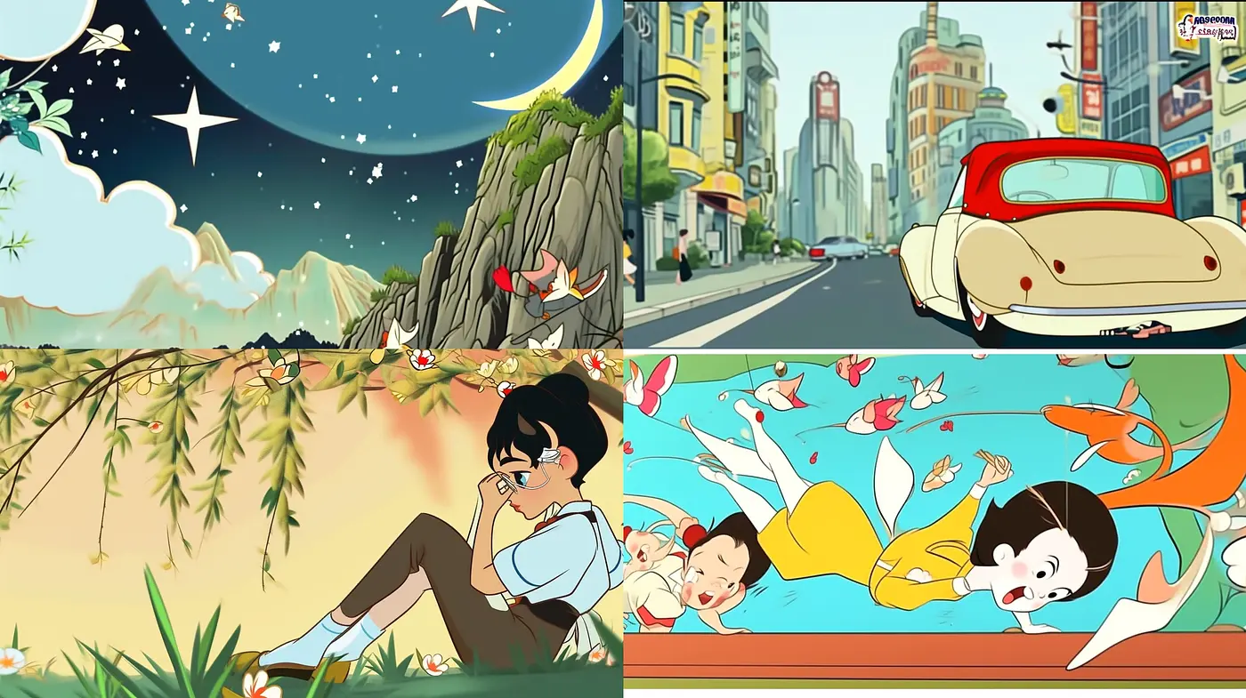 Transcending Epochs: A Harmonious Blend of Vintage Charm and Contemporary Anime Aesthetics - Midjourney sref style