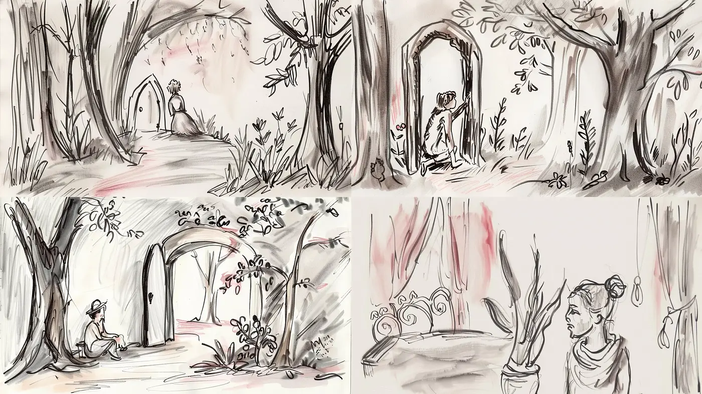Whimsical Ink and Watercolor Storybook Illustrations - Midjourney sref style