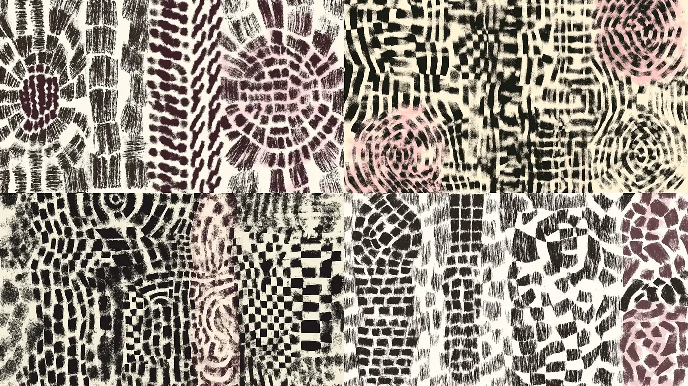 Abstract Textural Mosaic in Earthy Tones - Midjourney sref style