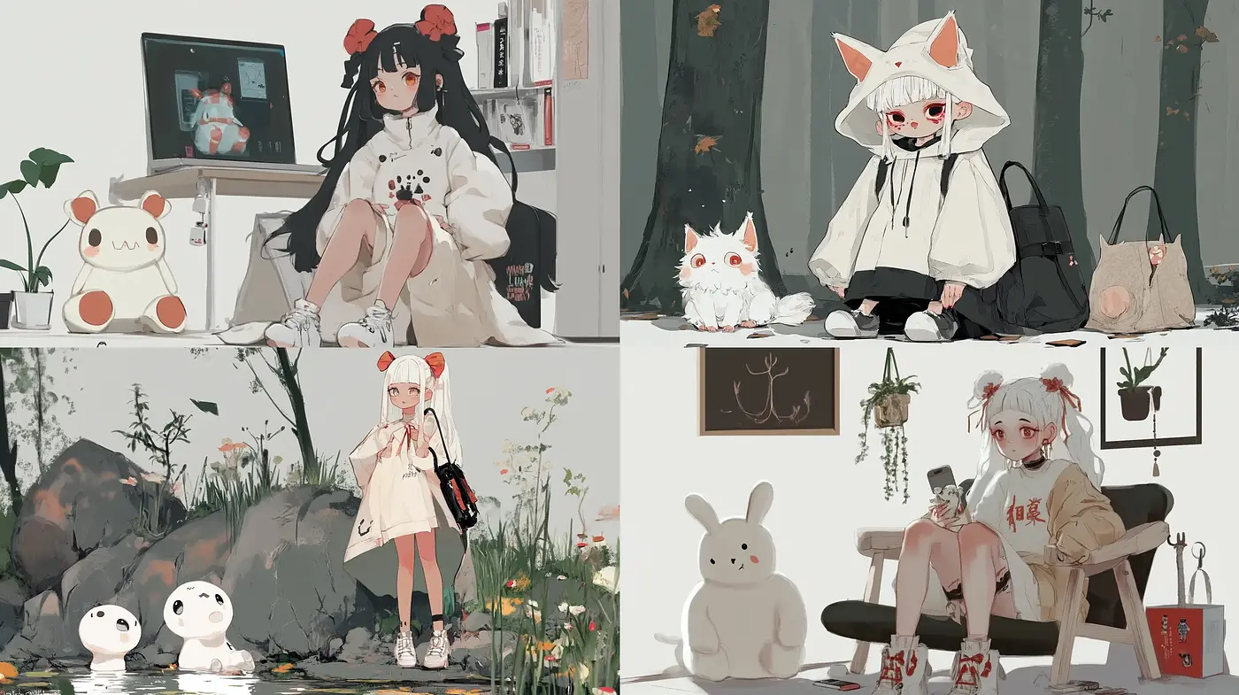 Contemporary Anime-Influenced Serene Tableaus - Midjourney sref style