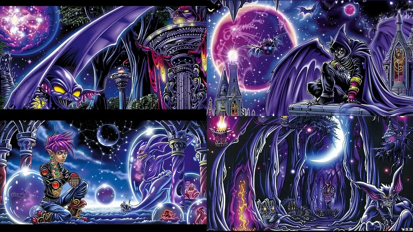 Cosmic Fantasy Art with a Neon Touch and Intricate Details - Midjourney sref style