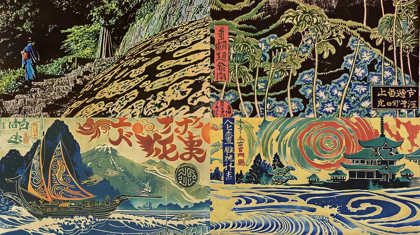 Ukiyo-e Inspired Digital Tapestry - Midjourney sref style