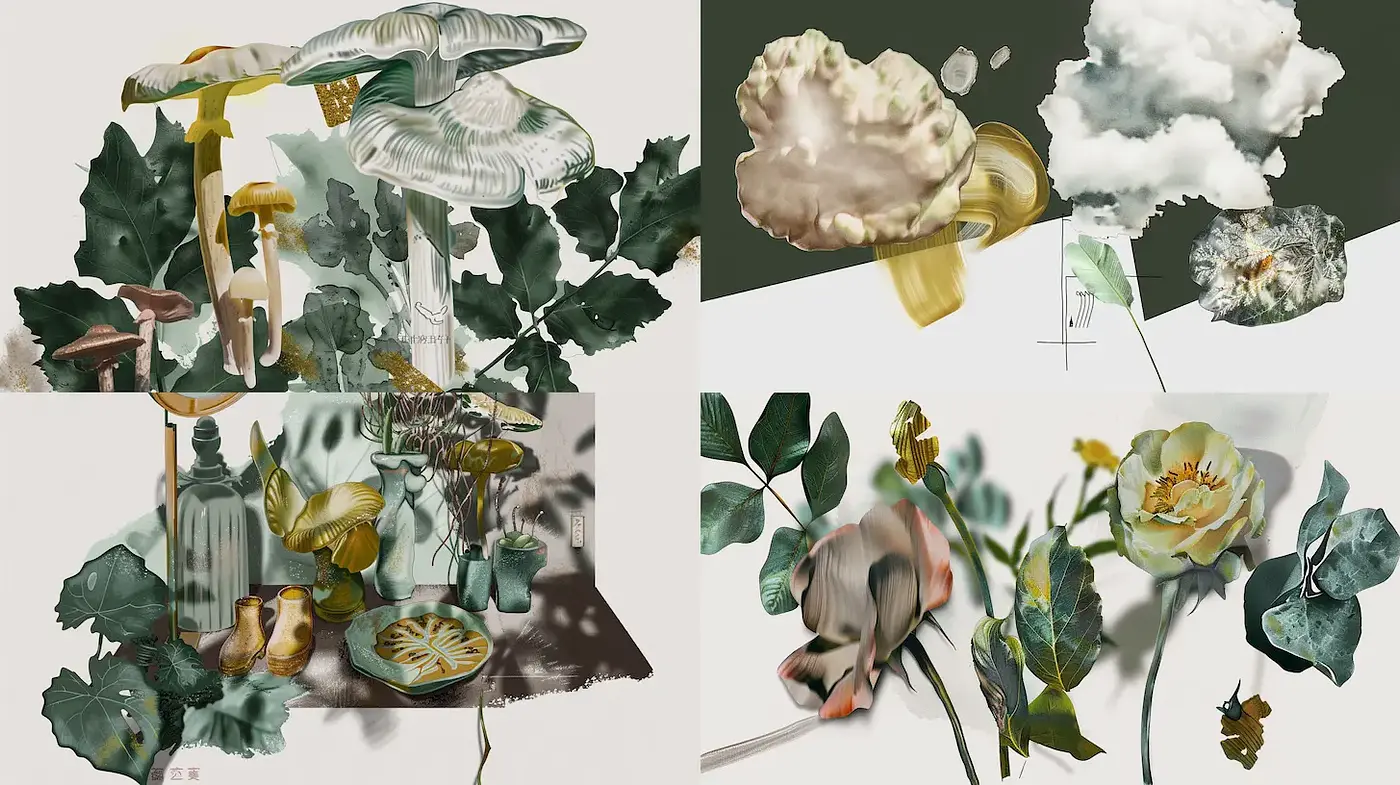 A Harmonious Blend of Organic Forms and Ethereal Textures - Midjourney sref style