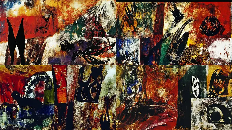 Dynamic Abstract Composition with Mixed Media Influences