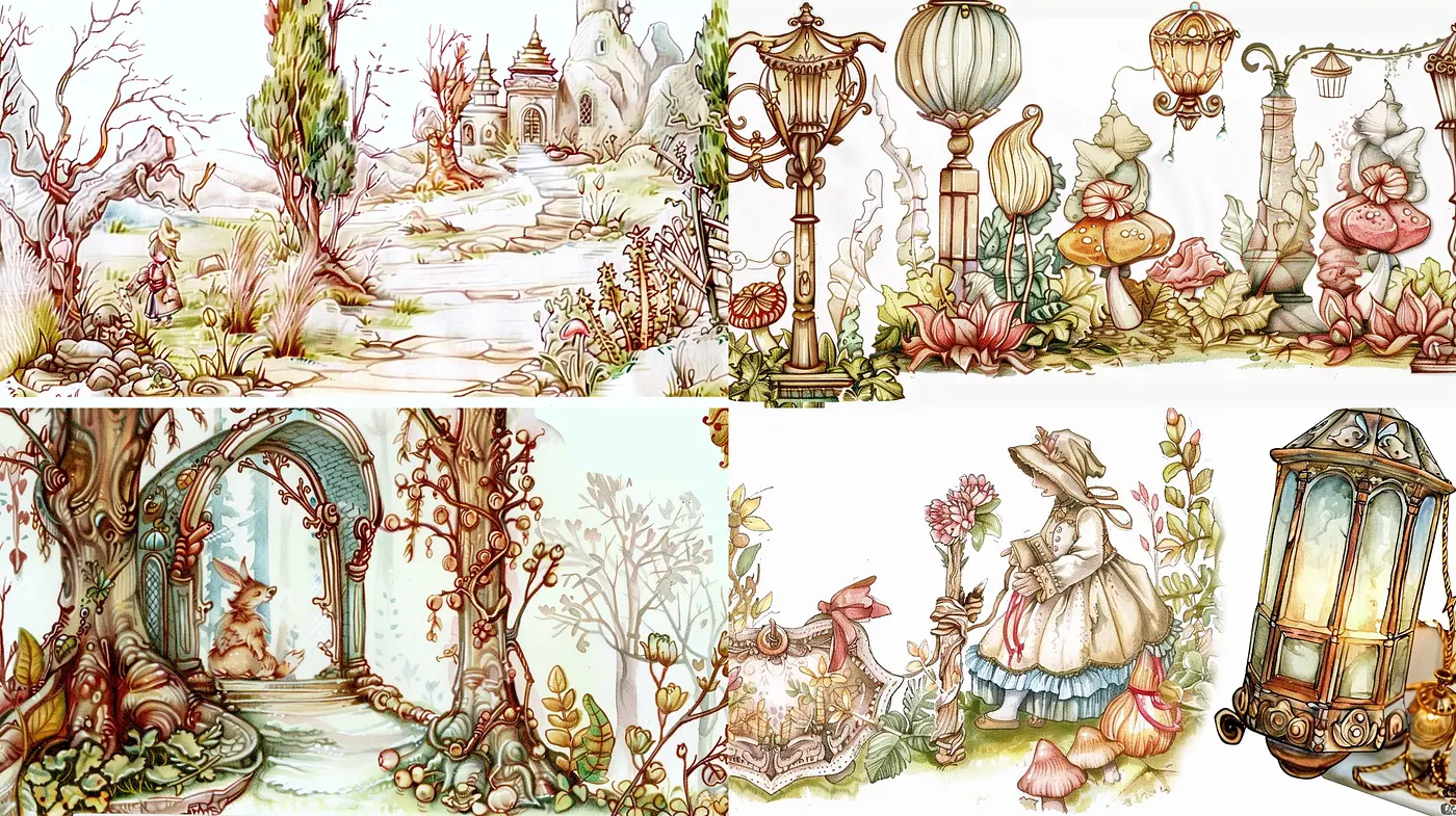 Enchanted Whimsy: A Nostalgic and Fantastical Illustration Journey - Midjourney sref style