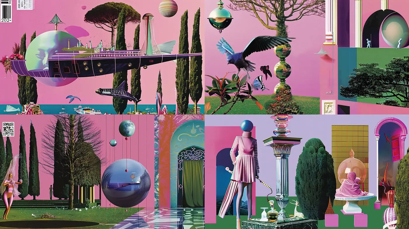 Surreal Dreamscapes with Vibrant Retrofuturism - Midjourney sref style