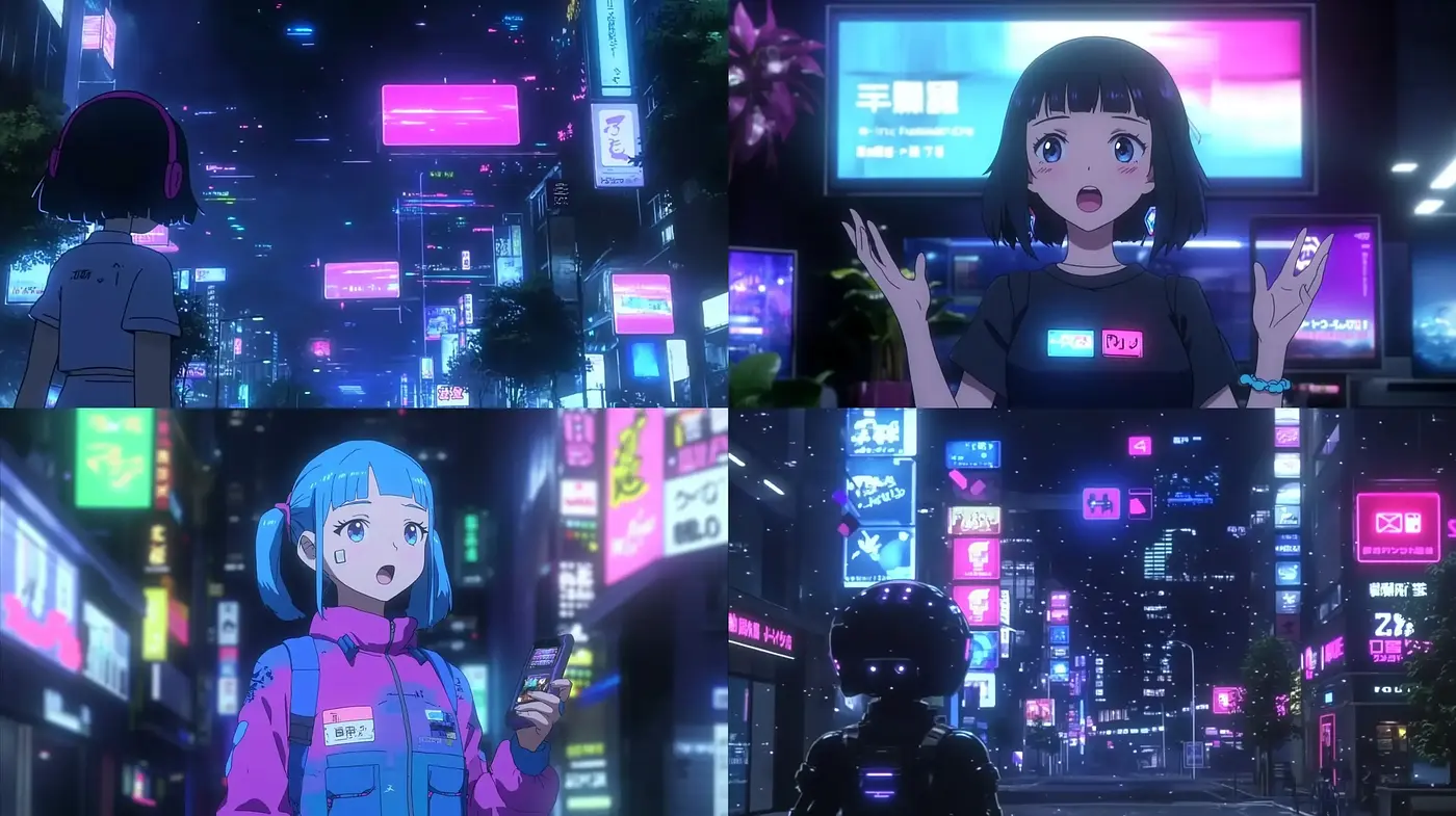 Neon-Nocturne Anime Dreamscape - Midjourney sref style