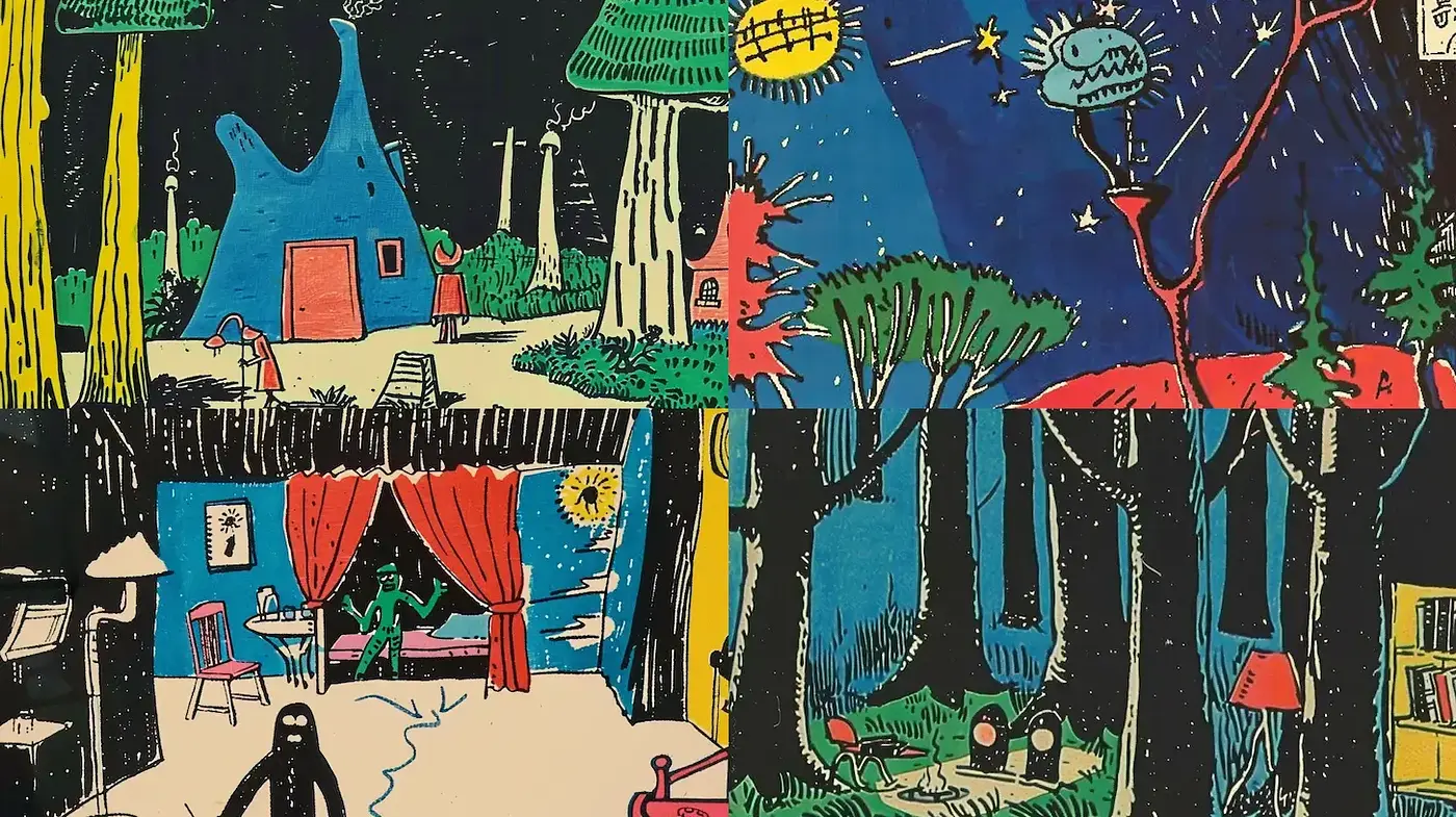 Vibrant and Quirky Surrealism with a Touch of Whimsy - Midjourney sref style