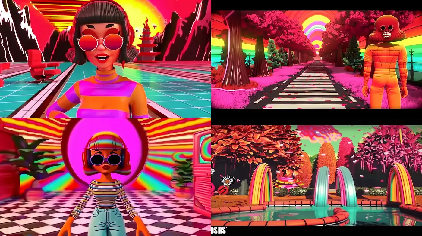 Vibrant Retro Futurism with Playful Surrealism - Midjourney sref style