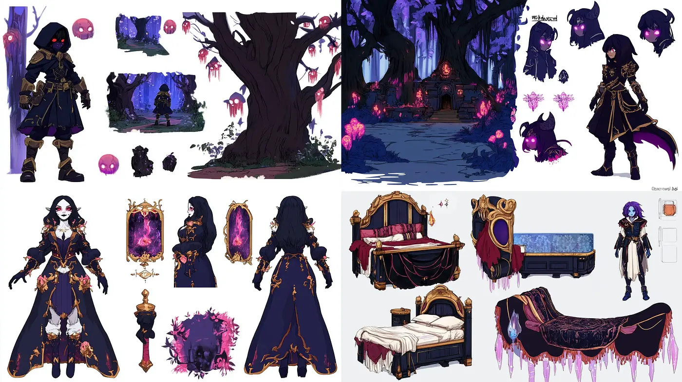 Gothic Fantasy with Luminous Contrasts - Midjourney sref style