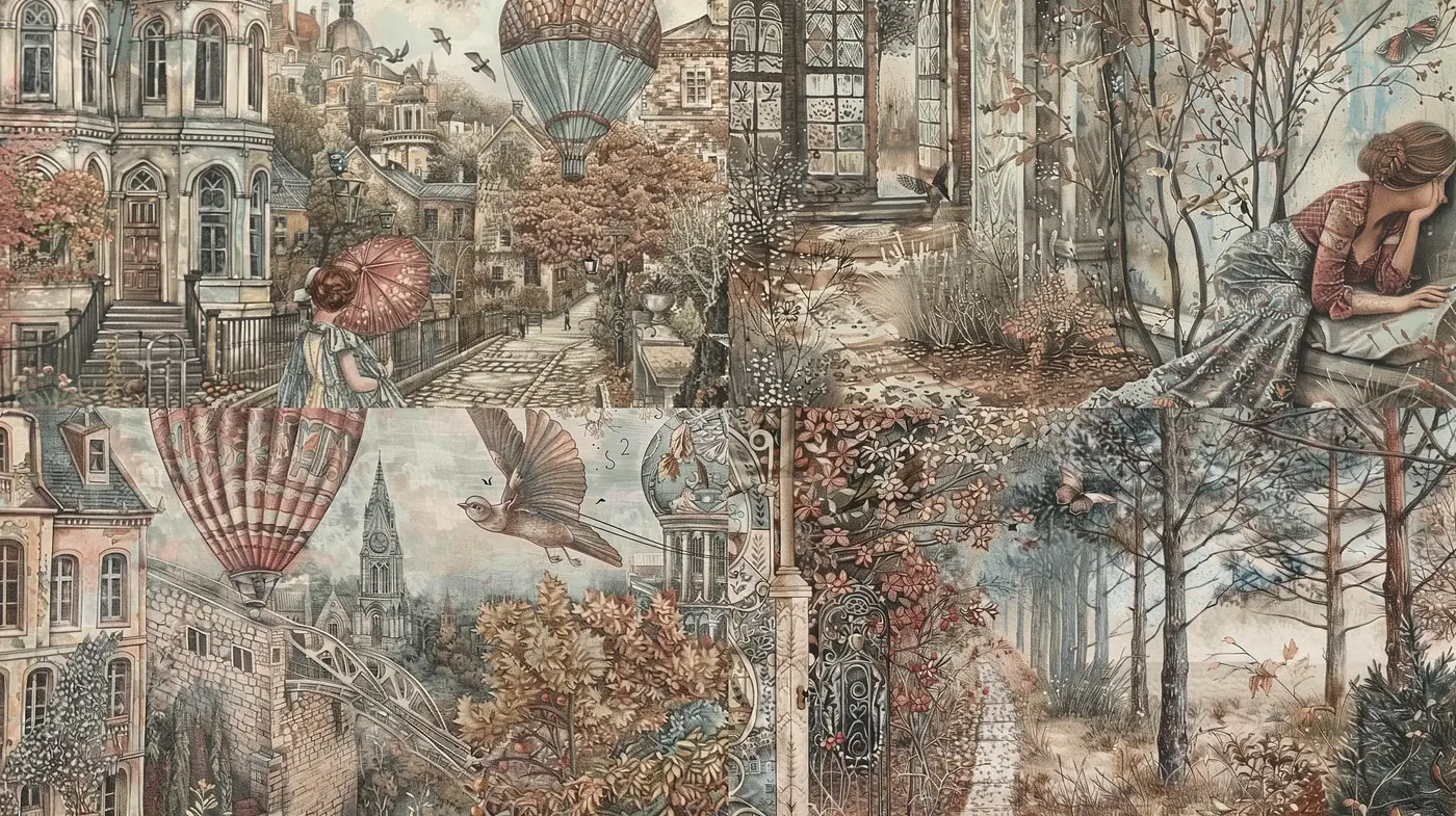Ethereal Dreamscape in Sepia: A Homage to Surreal Victorian Elegance - Midjourney sref style