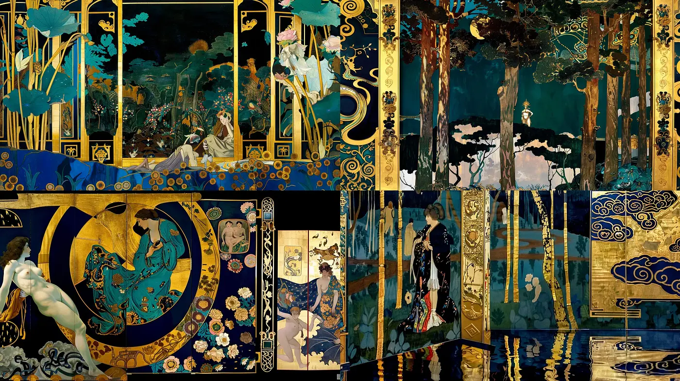 Art Nouveau Reverie: A Harmonious Blend of Nature and Elegance - Midjourney sref style