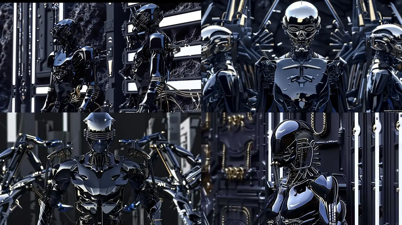 Futuristic Dystopian Visions: A Homage to Sleek Mechanical Design and Stark Contrasts - Midjourney sref style
