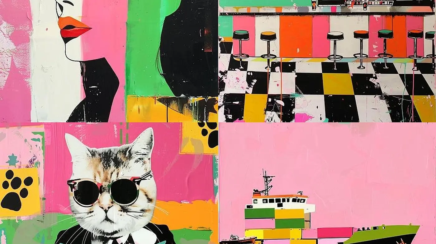 Eclectic Pop Art Fusion with Vibrant Abstract Expressionism - Midjourney sref style
